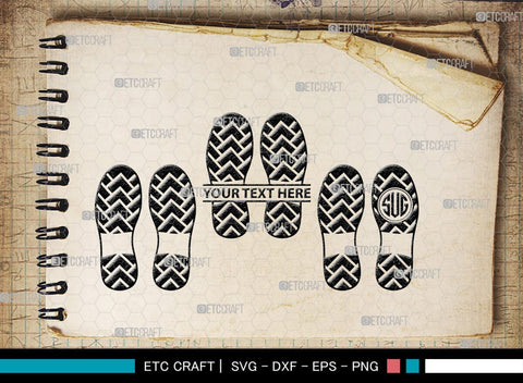 Footprints Human Shoes Monogram, Footprints Human Shoes Silhouette, Footprints Human Shoes SVG, Shoesprint Svg, Man Shoe Foot Svg, SB00194 SVG ETC Craft 