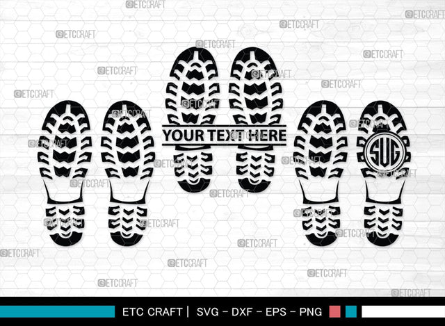 Footprints Human Shoes Monogram, Footprints Human Shoes Silhouette, Footprints Human Shoes SVG, Shoesprint Svg, Man Shoe Foot Svg, SB00194 SVG ETC Craft 