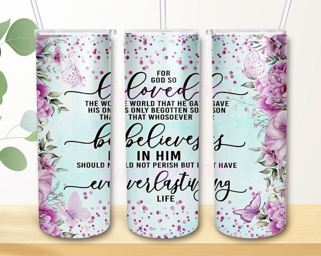 For God so Loved The World 20oz Skinny Tumbler Png, Christian Bible Verse Tumbler, Religious Tumbler, Faith Tumbler, Christian Tumbler Sublimation sassyprint 