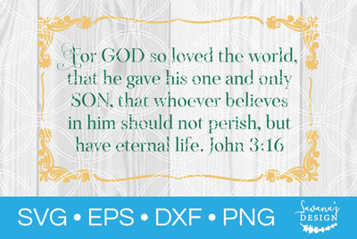 For God So Loved The World John 3:16 SVG SavanasDesign 