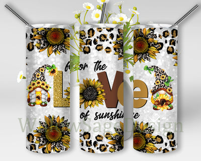 For The Love Of Sunshine Tumbler Png, Sunflower Gnome 20oz Skinny Tumbler, Leopard Sunflower Design Png, Gnome Sublimation Design, Digital Download Sublimation WillowSageDesign 