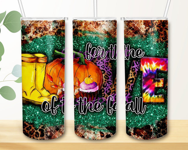 For The Love Of The Fall 20oz Skinny Tumbler Png, Thanksgiving Pumpkin Png, Pumpkin Love Leopard Tumbler, Halloween Tumbler, Love Fall Png, Pumpkin Day Sublimation sassyprint 