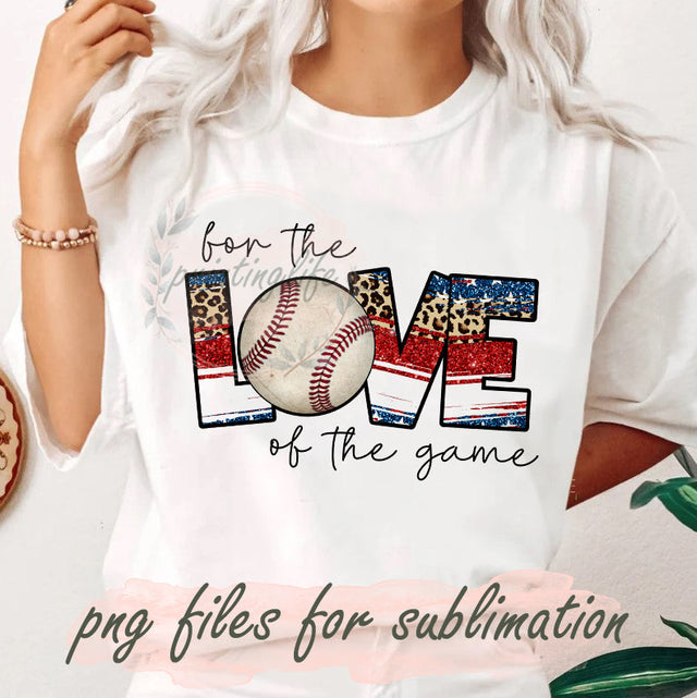 For The Love of The Game Png, Baseball Love Png, Leopard Glitter Png, Love Sport Design Png, Baseball Sublimation Design, Digital Download Sublimation PrintingLife 
