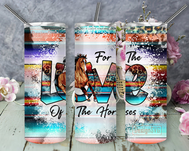 For the Love Of The Horses Tumbler Png, Aztec Cowhide Leopard 20oz Skinny Tumbler, Western Horses Sublimation Design, Digital Download Sublimation DesignSVG 