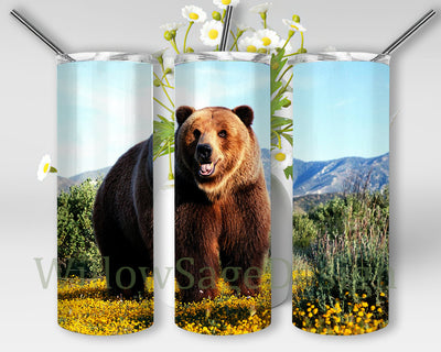 Forest Bear 20oz Skinny Tumbler, Bear Tumbler Png, Animal Forest Tumbler Wrap, Love Bear Tumbler Template, Bear Sublimation Design for Straight, Instant Download Sublimation WillowSageDesign 