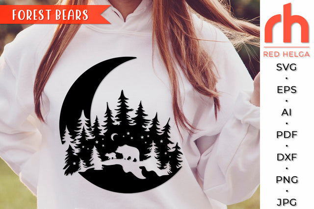 Forest Bears SVG - Woodland Scene Cut File SVG RedHelgaArt 