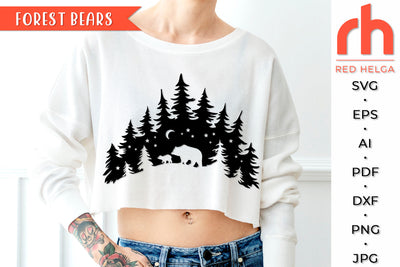 Forest Bears SVG - Woodland Scene Cut File SVG RedHelgaArt 
