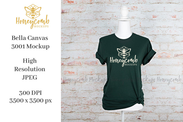 Forest Bella Canvas 3001 T-Shirt Mockup, Women's T-Shirt Mockup Mock Up Photo Honeycomb Mockups 
