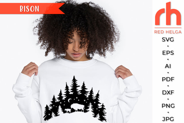 Forest Bison SVG - Outdoor Scene Cut File SVG RedHelgaArt 
