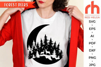 Forest Deers SVG - Woodland Scene Cut File SVG RedHelgaArt 