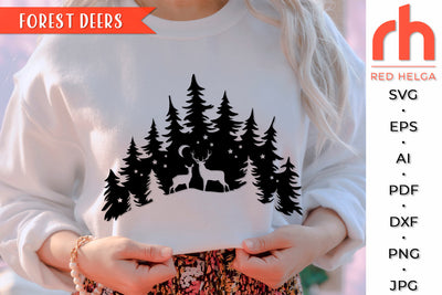 Forest Deers SVG - Woodland Scene Cut File SVG RedHelgaArt 