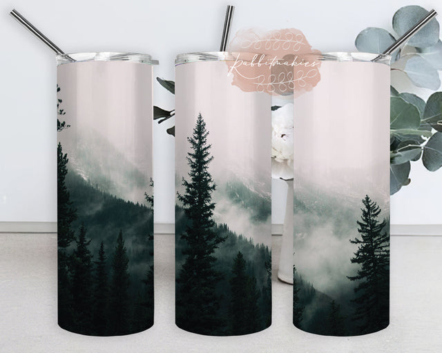Forest Full Tumbler Wrap, Mountain Tree 20oz Skinny Tumbler, Rain Forest Design Png, Jungle Tumbler Png, Woodland Tumbler Template, Natural Sublimation Design, Instant Download Sublimation Rabbitmakies 