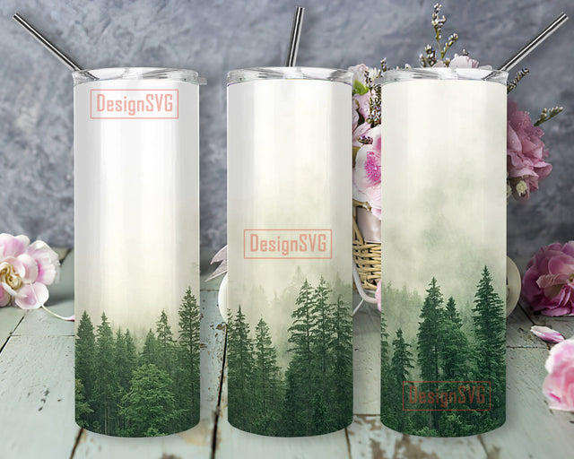 Forest Green 20oz Full Tumbler Wrap, Rainforest Design Tumbler Png, Nature Love Design Png, Watercolor Tree Png, Forest Sublimation Design, Digital Download Sublimation DesignSVG 