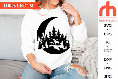 Forest Moose SVG - Mountains Scene Cut File SVG RedHelgaArt 