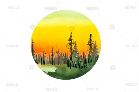 Forest Sunset Sky inspired Sublimation Circles Background bundle Sublimation Regulrcrative 
