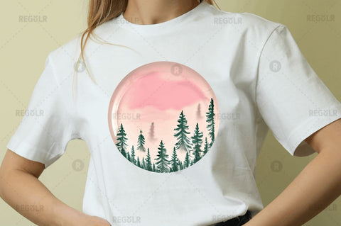 Forest Sunset Sky inspired Sublimation Circles Background bundle Sublimation Regulrcrative 