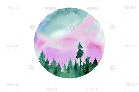 Forest Sunset Sky inspired Sublimation Circles Background bundle Sublimation Regulrcrative 