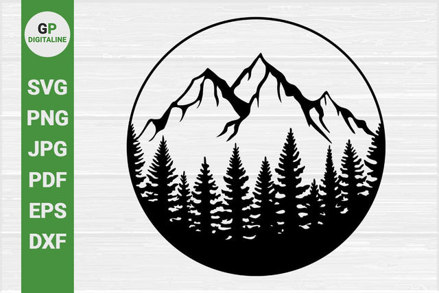 Forest SVG, Mountain SVG, Circle SVG, Woods SVG, Pine Trees SVG, Hills SVG, Nature SVG, Outdoor SVG, Woodland SVG, Wilderness SVG SVG GPDigitaline 