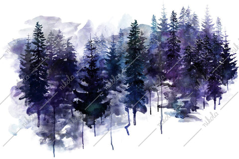 Forest Watercolor Mysterious Woods Pine Tree Dark PNG JPG Sublimation nikola 