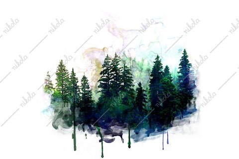 Forest Watercolor Pine Tree Sublimation Clipart PNG JPG Sublimation nikola 
