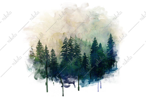 Forest Watercolor Pine Tree Sublimation Clipart PNG JPG Sublimation nikola 