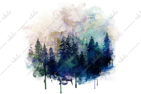 Forest Watercolor Pine Tree Sublimation Clipart PNG JPG Sublimation nikola 