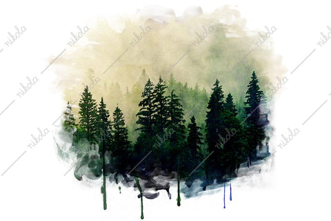 Forest Watercolor Pine Tree Sublimation Clipart PNG JPG Sublimation nikola 