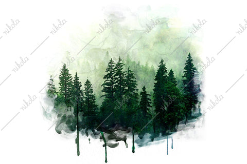 Forest Watercolor Pine Tree Sublimation Clipart PNG JPG Sublimation nikola 