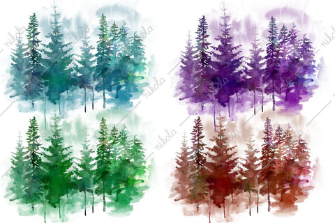 Forest Watercolor Pine Tree Sublimation Clipart PNG Sublimation nikola 