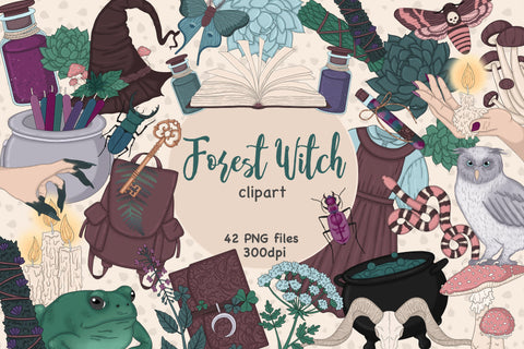 Forest Witch Clipart | Gothic Halloween PNG SVG GlamArtZhanna 