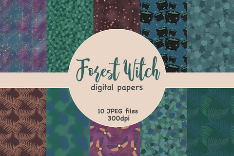 Forest Witch Pattern | Halloween Digital Paper Digital Pattern GlamArtZhanna 