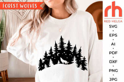 Forest Wolves SVG - Woodland Scene Cut File SVG RedHelgaArt 
