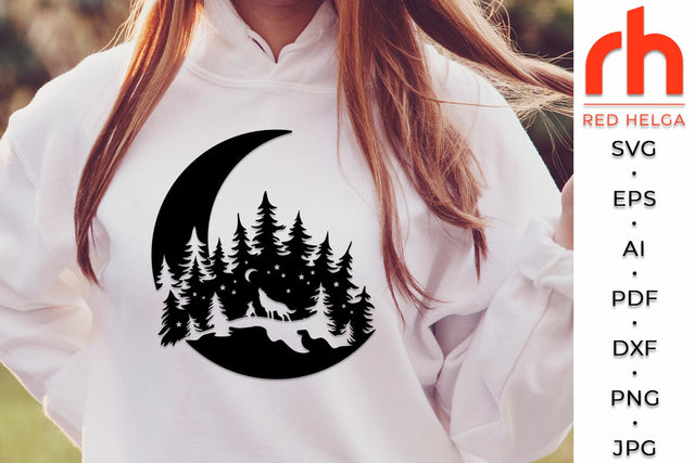 Forest Wolves SVG - Woodland Scene Cut File SVG RedHelgaArt 