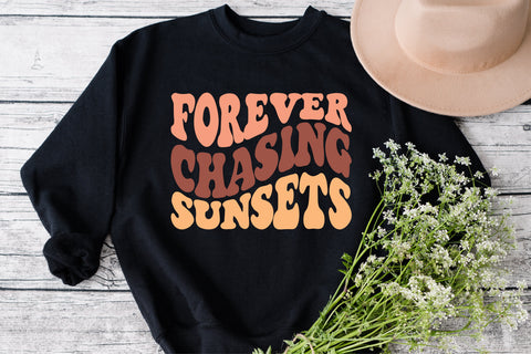 Forever Chasing Sunsets svg, Sunset svg, Summer quote, Summer saying, Wavy Letters svg, Beach svg, Svg Dxf Eps Ai Png Silhouette Cricut SVG Fauz 