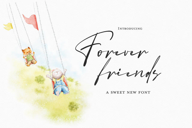 Forever Friends Script Font (Script Fonts, Handwritten Fonts, Calligraphy Fonts) Font Jupiter Studio Fonts 
