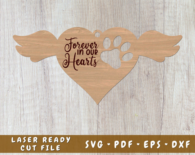 Forever In Our Hearts Dog Paw SVG, Dog Memorial Laser SVG, Dog Paw Heart Laser SVG SVG HappyDesignStudio 