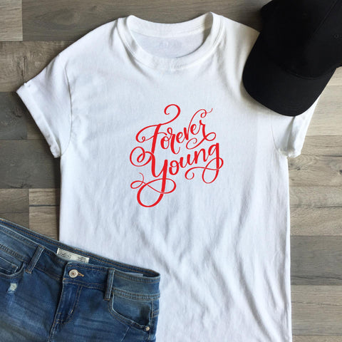 Forever Young Hand Lettered Cut File SVG Cursive by Camille 