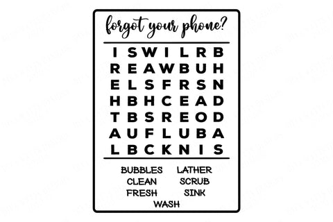 Forgot Your Phone? Bathroom Word Search | Cutting File | SVG DXF ai | Printable | Mini & Easier To Weed | Farmhouse Rustic Sign | Cut File SVG Diva Watts Designs 