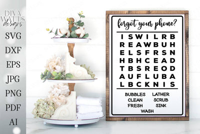 Forgot Your Phone? Bathroom Word Search | Cutting File | SVG DXF ai | Printable | Mini & Easier To Weed | Farmhouse Rustic Sign | Cut File SVG Diva Watts Designs 