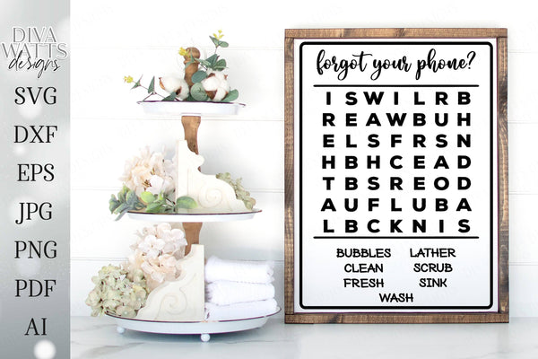 forgot-your-phone-bathroom-word-search-cutting-file-svg-dxf-ai-printable-mini-easier-to-weed-farmhouse-rustic-sign-cut-file-so-fontsy