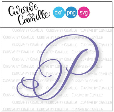 Formal Monogram P Hand Lettered Calligraphy Cut File SVG Cursive by Camille 