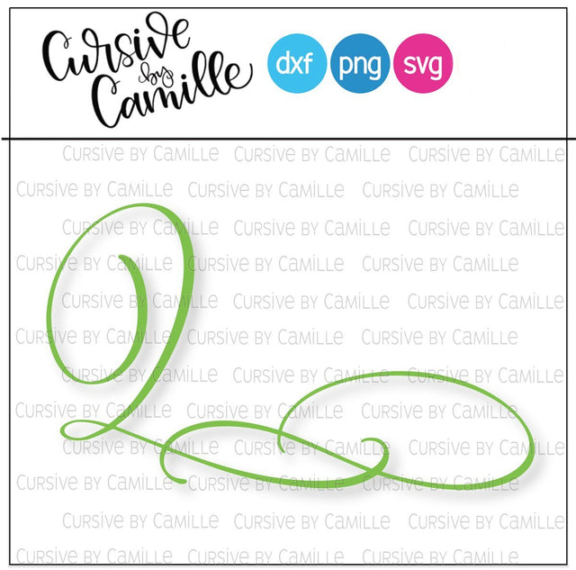 Formal Monogram Q Hand Lettered Calligraphy Cut File SVG Cursive by Camille 