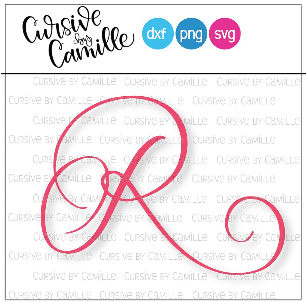 Formal Monogram R Hand Lettered Calligraphy Cut File - So Fontsy