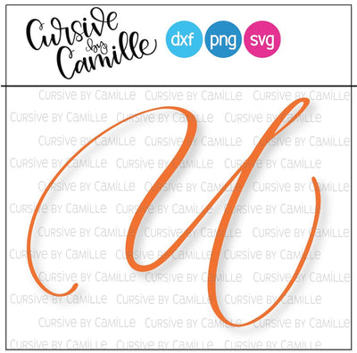 Formal Monogram U Hand Lettered Calligraphy Cut File SVG Cursive by Camille 