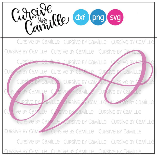 Formal Monogram V Hand Lettered Calligraphy Cut File SVG Cursive by Camille 