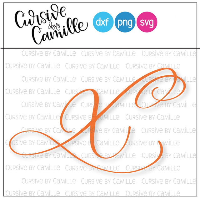 Formal Monogram X Hand Lettered Calligraphy Cut File SVG Cursive by Camille 