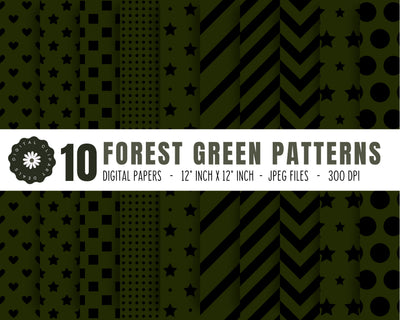 Forrest Green Patterns - 10 - 12" inch x 12" inch Digital Papers Digital Pattern Digital Clipart Deals 