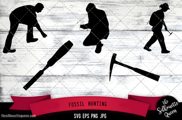 Fossil hunting Silhouette Vector SVG SVG Loveleen Kaur 