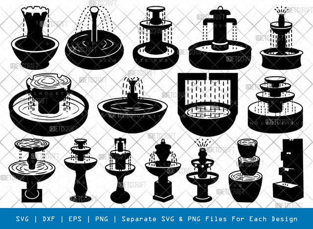 Fountain Silhouette, Fountain SVG, Water Fountain Svg, Drinking Fountain Svg, Fountain Bundle, SB00944 SVG ETC Craft 