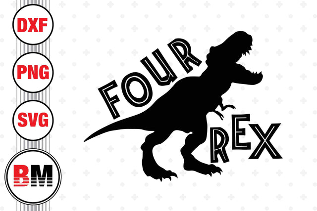 Four Birthday T Rex SVG, PNG, DXF Files SVG BMDesign 